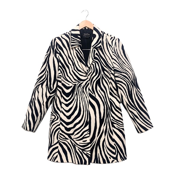 Dana Buchman Jackets & Blazers - ❌SOLD❌ Dana Buchman Vintage 80s Zebra Print Blazer Shoulder Pads Long Button 12P